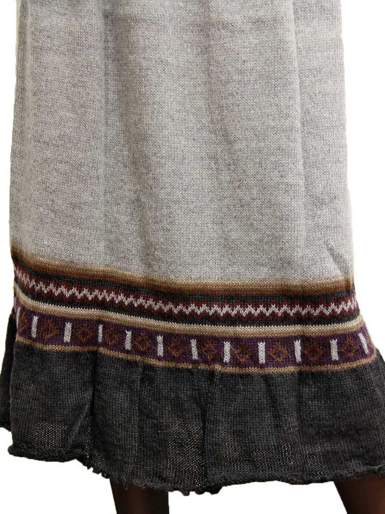Jupe Chic En Laine Alpaga Beige à Motif Pied-de-coq - Taille 44/46 (occasion, Très Bon état)