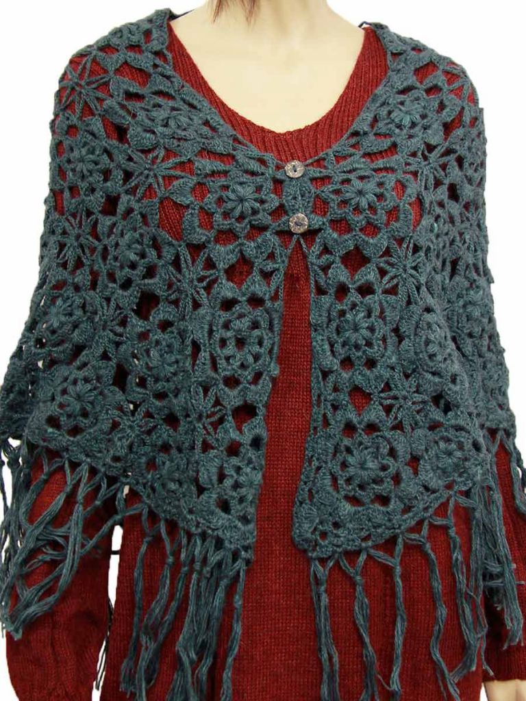 alpaca blue poncho shawl penelope