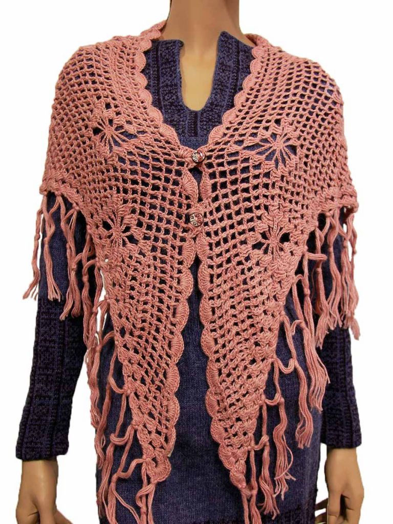 poncho uncinetto colore rosa penelope