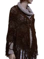 poncho uncinetto elegante lana marrone penelope