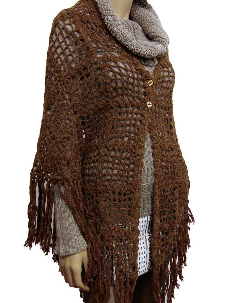 poncho elegante all uncinetto lana ocre bis penelope