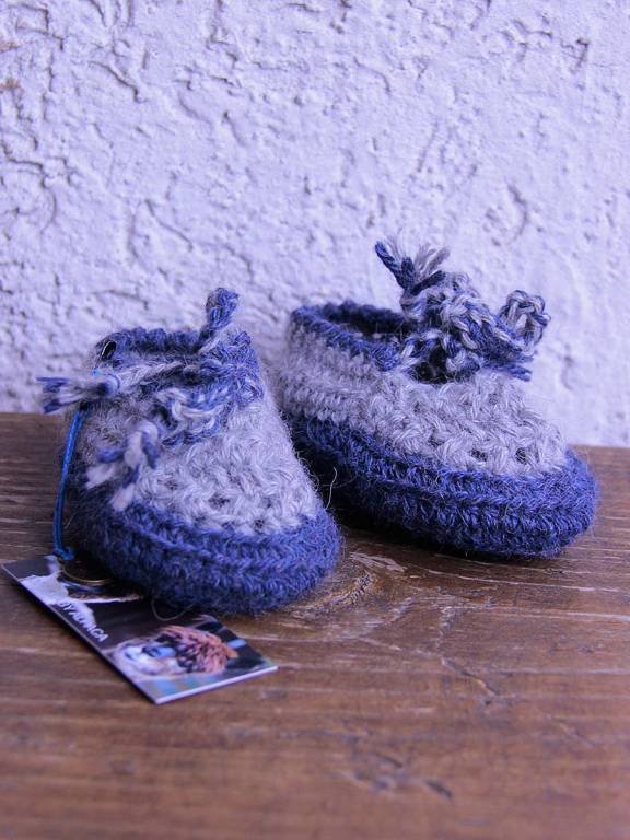Crochet chaussons bébé en baby alpaga Nuvola