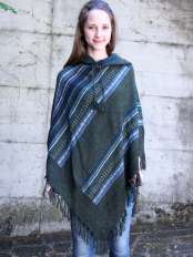 poncho con cappuccio esmeralda