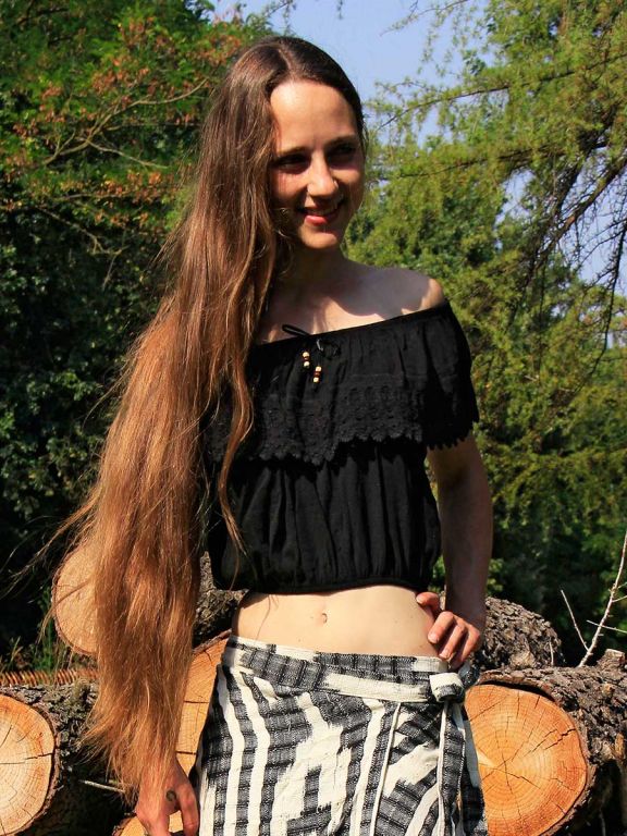 top senza spalle tahara gonna stile hippy gitana