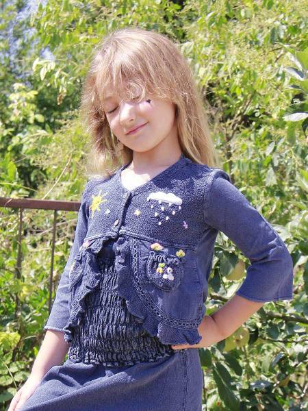 Cardigan fille coton brodé Anna