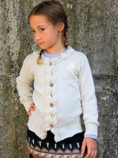 Gilet fillette en alpaga Flowers Junior