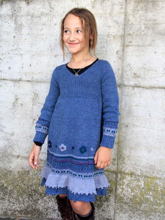 vestito bimba di lana celeste Matilde.