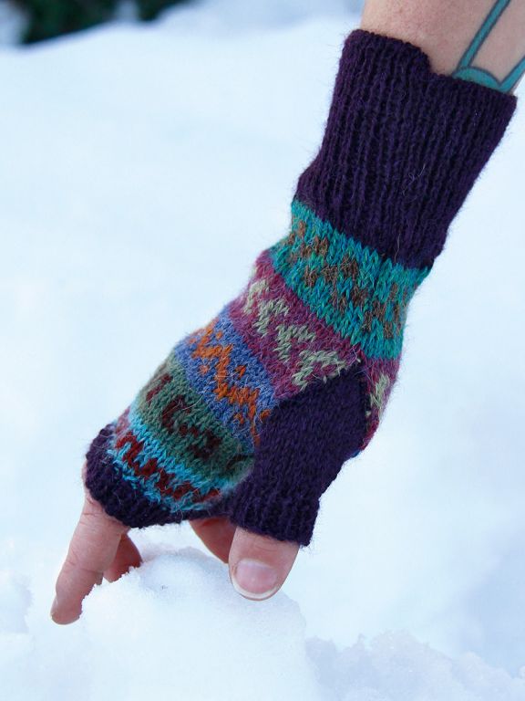 mezzi guanti in lana di alpaca per donna Linda.