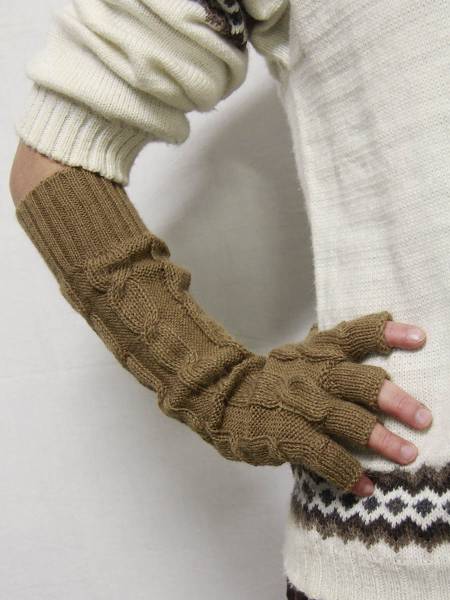 Gants longs sans doigts d'alpaga