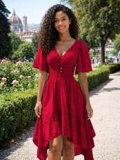 Robe mi-longue élégante Sora col en V